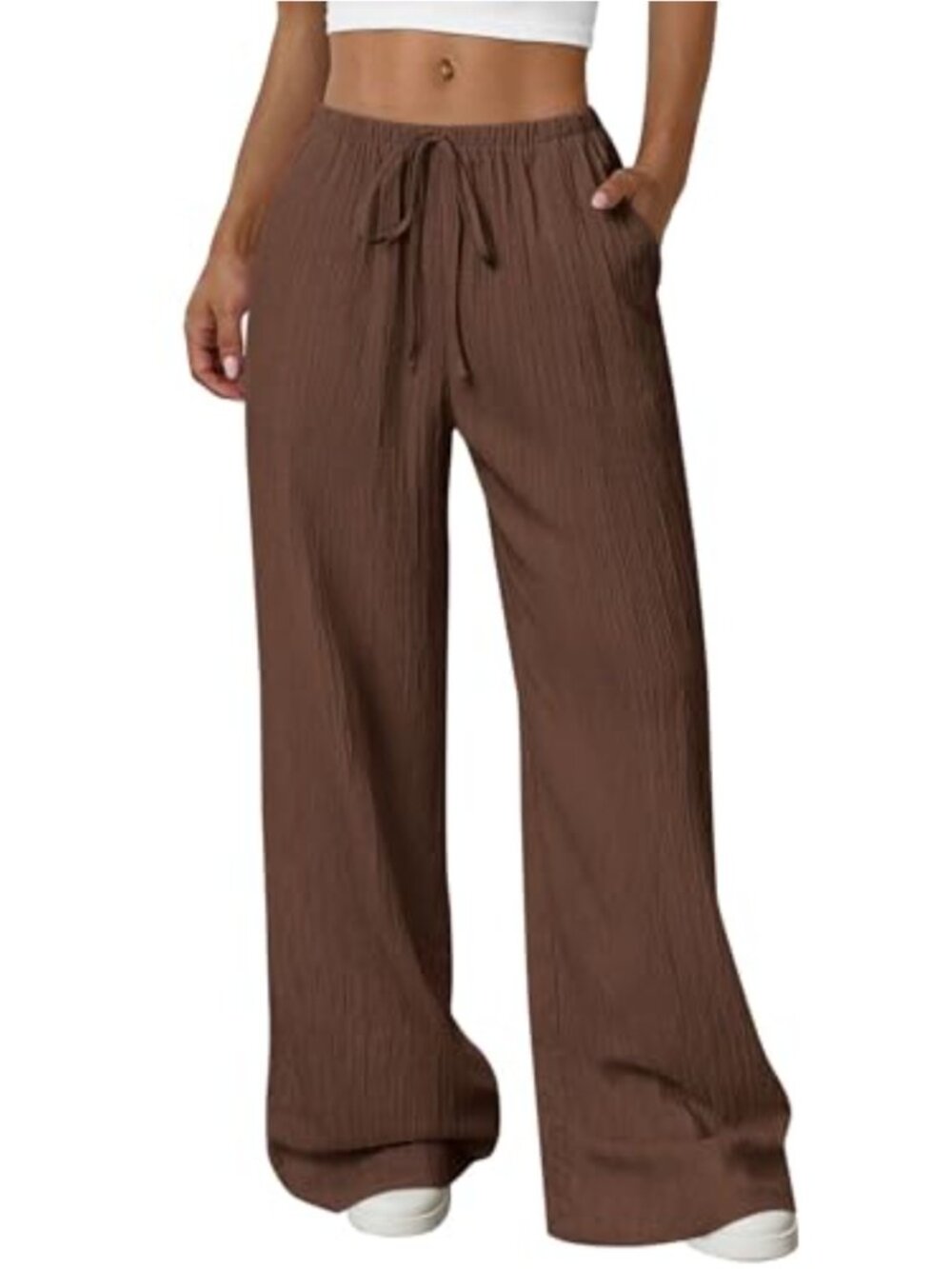 Wide Leg Palazzo Pants High Waisted Flowy Trousers with Pockets